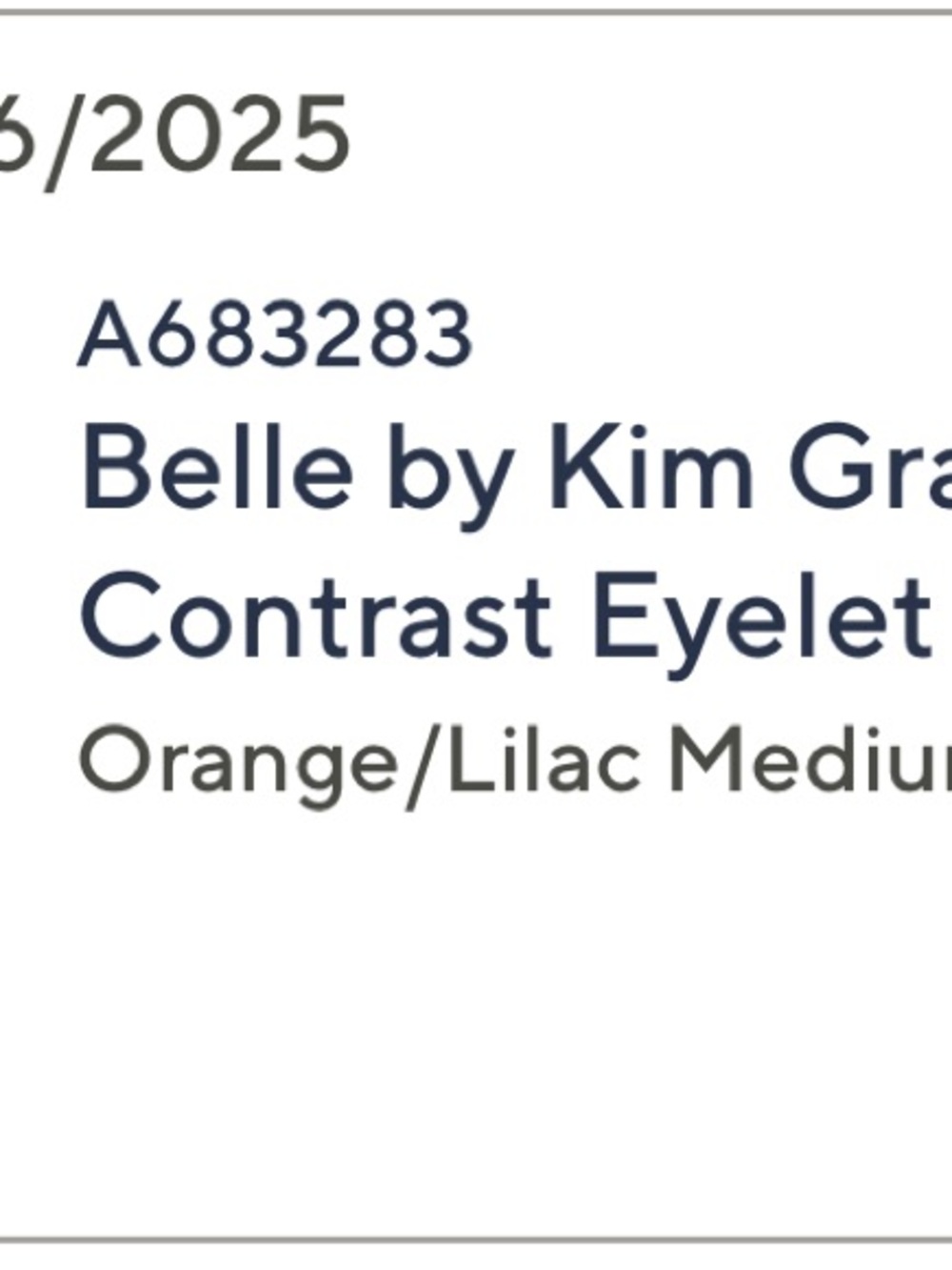 🧡🌸 Belle by Kim Gravel Contrast Eyelet Top – Orange/Lilac 3/4 Sleeves Size M🌸🧡 - Picture 5 of 5